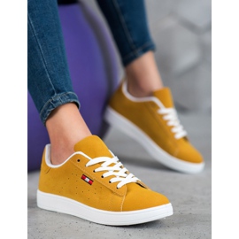 SHELOVET Zapatos cómodos de cuero ecológico amarillo 1 SHELOVET Zapatos cómodos de cuero ecológico amarillo 1