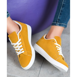 SHELOVET Zapatos cómodos de cuero ecológico amarillo 2 SHELOVET Zapatos cómodos de cuero ecológico amarillo 2