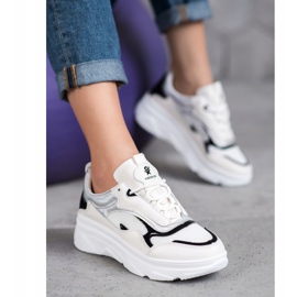 SHELOVET Zapatillas blancas de moda blanco negro 3