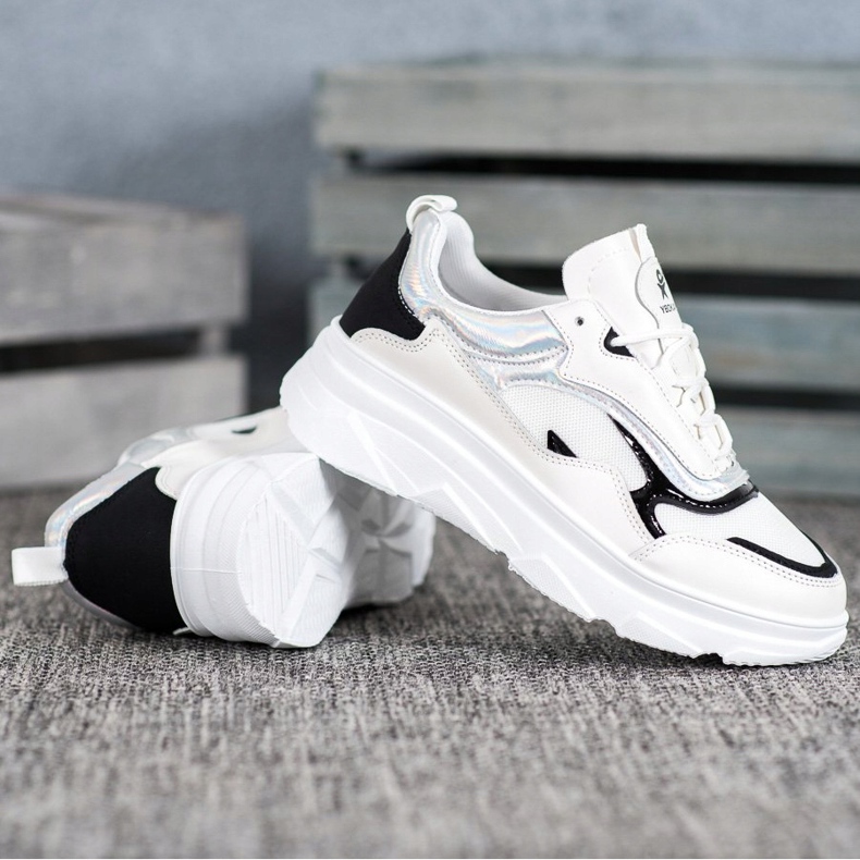 SHELOVET Zapatillas blancas de moda blanco negro 1