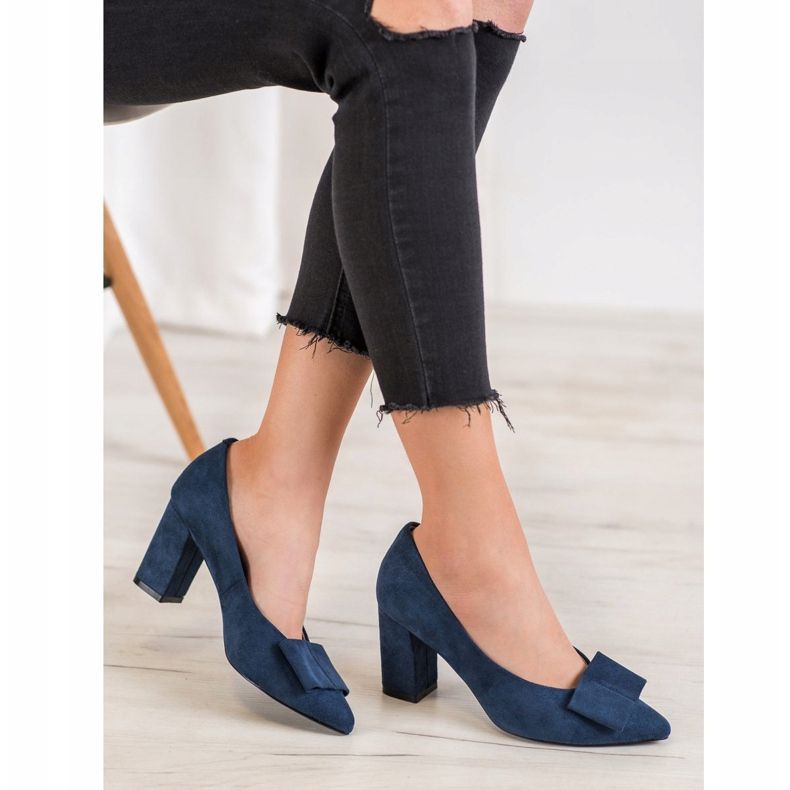 W. Potocki Zapatos de salón con purpurina y lazo azul 1