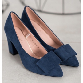 W. Potocki Zapatos de salón con purpurina y lazo azul 4