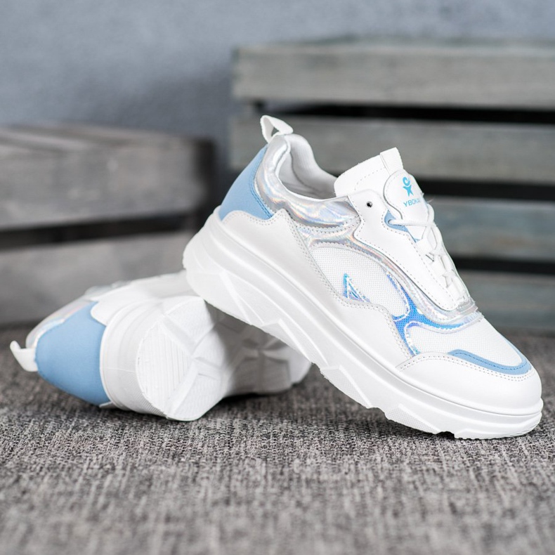 SHELOVET Zapatillas blancas de moda blanco azul 1