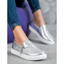 SHELOVET Slipons plateados con cremallera gris 2