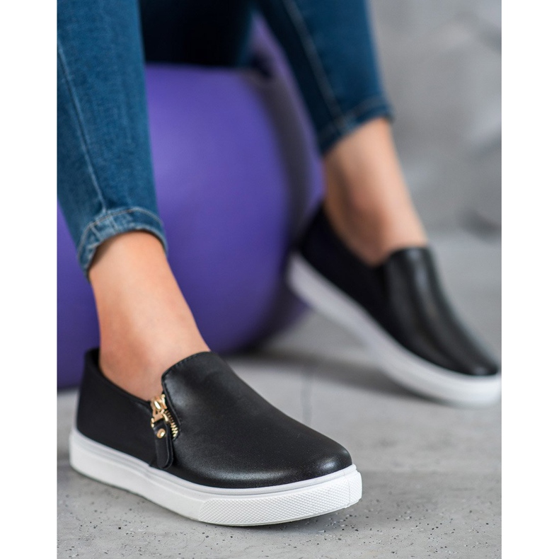 SHELOVET Slipons negros con cremallera 1