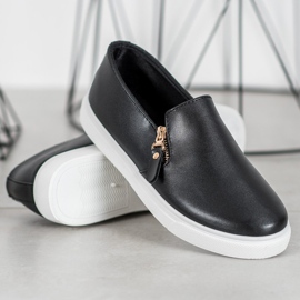 SHELOVET Slipons negros con cremallera 4