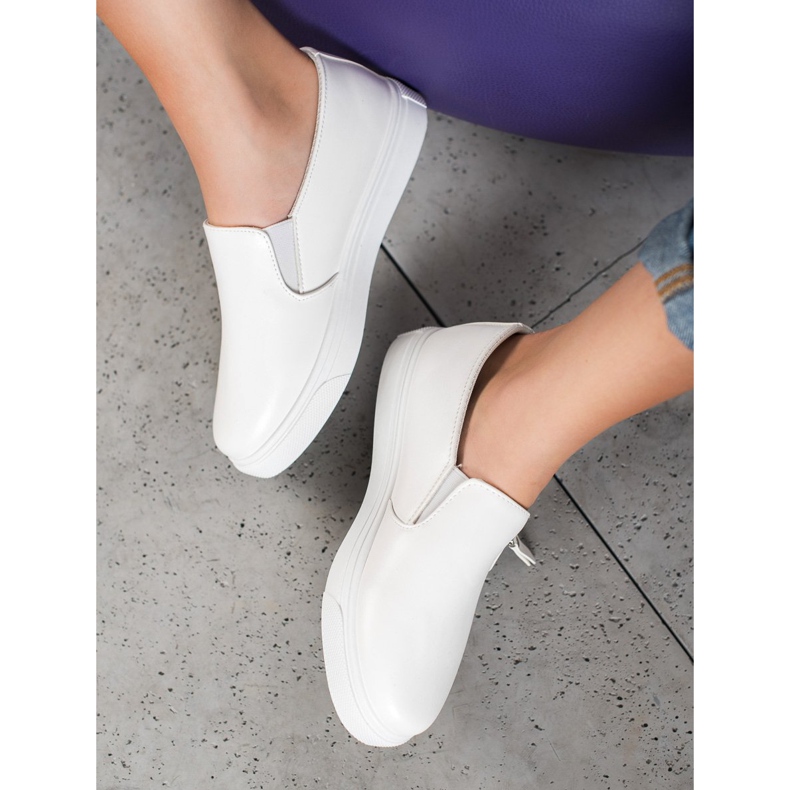 SHELOVET Slipons blancos con cremallera 1