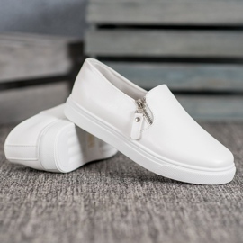 SHELOVET Slipons blancos con cremallera 2