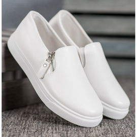 SHELOVET Slipons blancos con cremallera 3