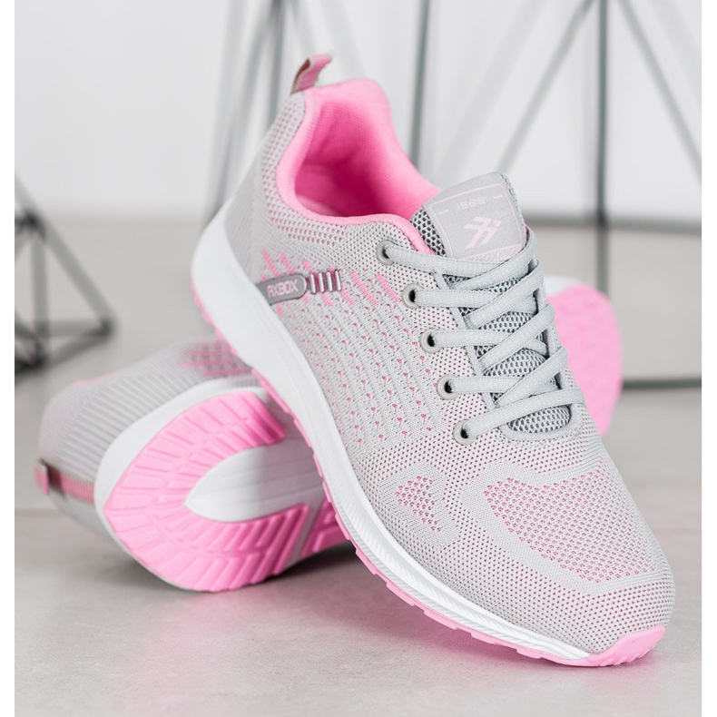 Ax Boxing Calzado deportivo cómodo calado rosa gris 1