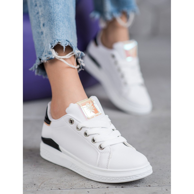 SHELOVET Calzado deportivo de cuero ecológico blanco negro 2