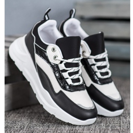 SHELOVET Zapatillas en la plataforma blanco negro verde 3