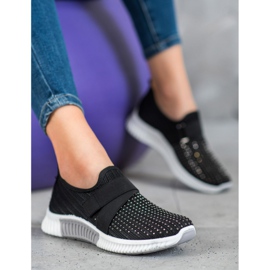 SHELOVET Slipons negros con cristales 1