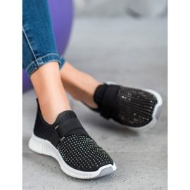 SHELOVET Slipons negros con cristales 2