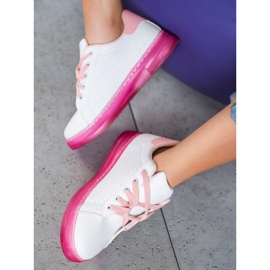 SHELOVET Zapatos con suela de neón blanco rosa 1