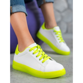 SHELOVET Zapatos con suela de neón blanco amarillo 1