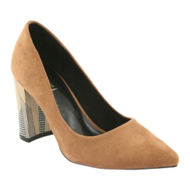 Zapatos de salón Filippo 1103 de ante beige 1