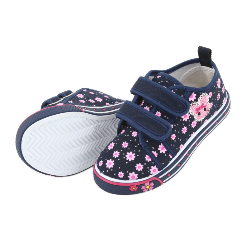 Zapatillas Atletico daisy con velcro azul marino rosa 4