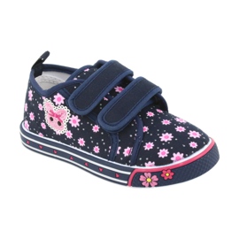 Zapatillas Atletico daisy con velcro azul marino rosado 1