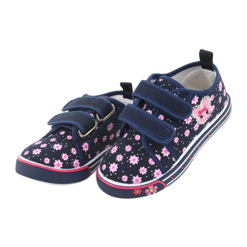 Zapatillas Atletico daisy con velcro azul marino rosado 3