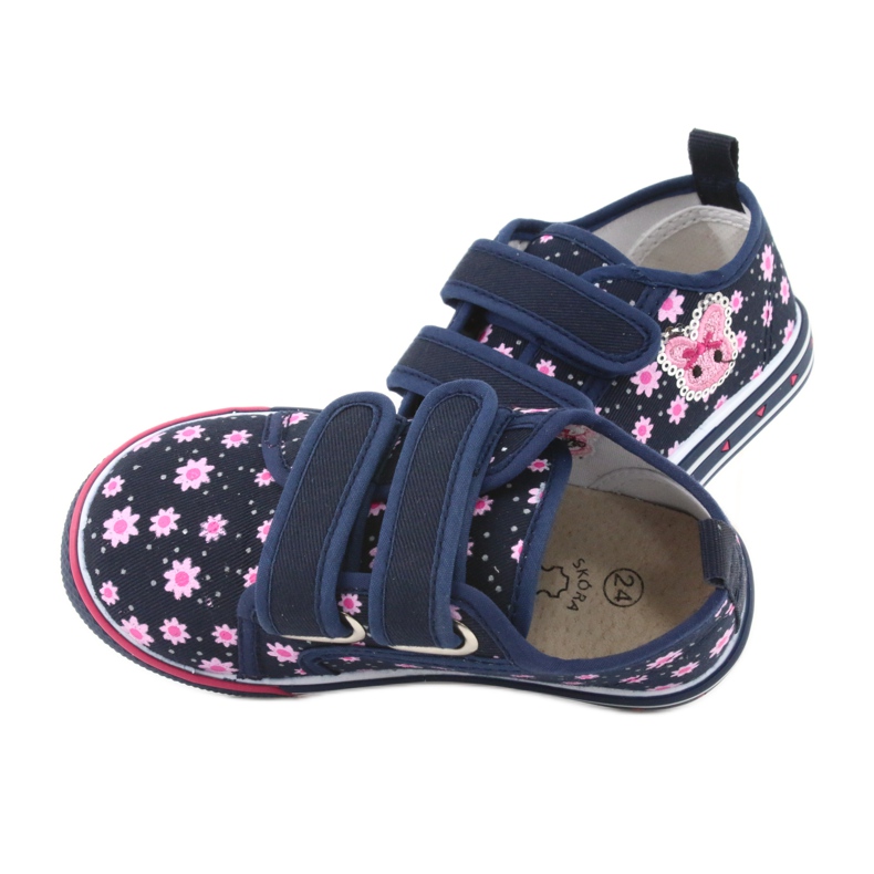 Zapatillas Atletico daisy con velcro azul marino rosa 5