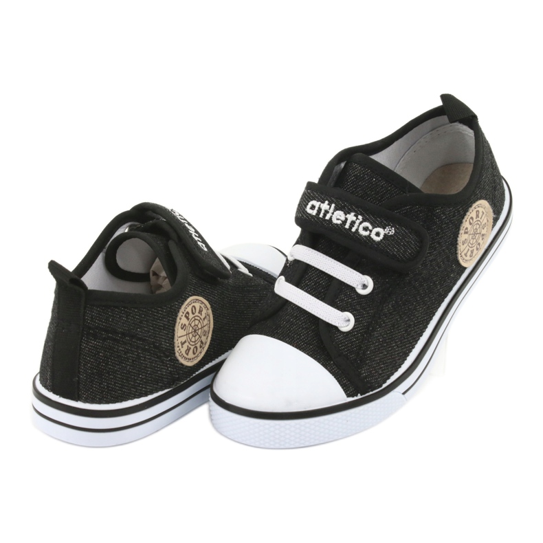 Deportivas con aplicación de piel Atletico BSM029 negro 4