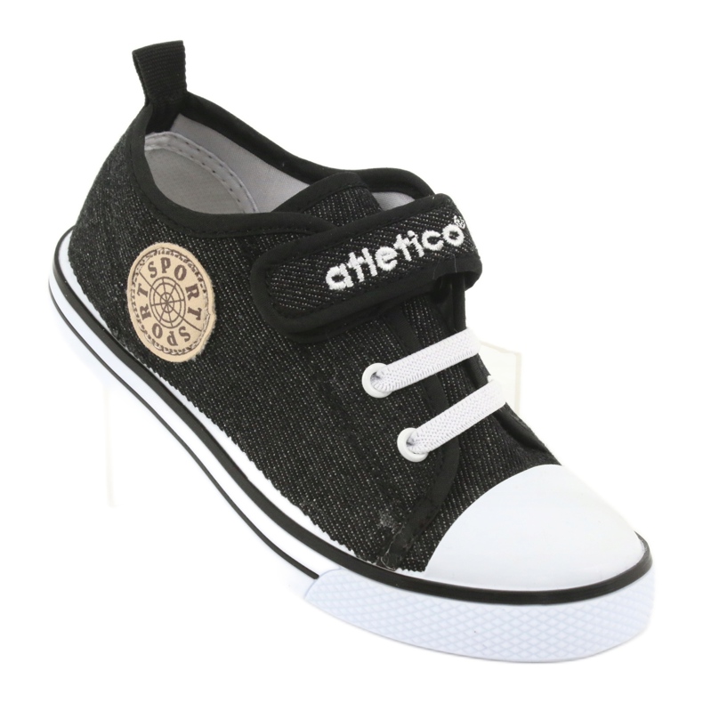 Deportivas con aplicación de piel Atletico BSM029 negro 1