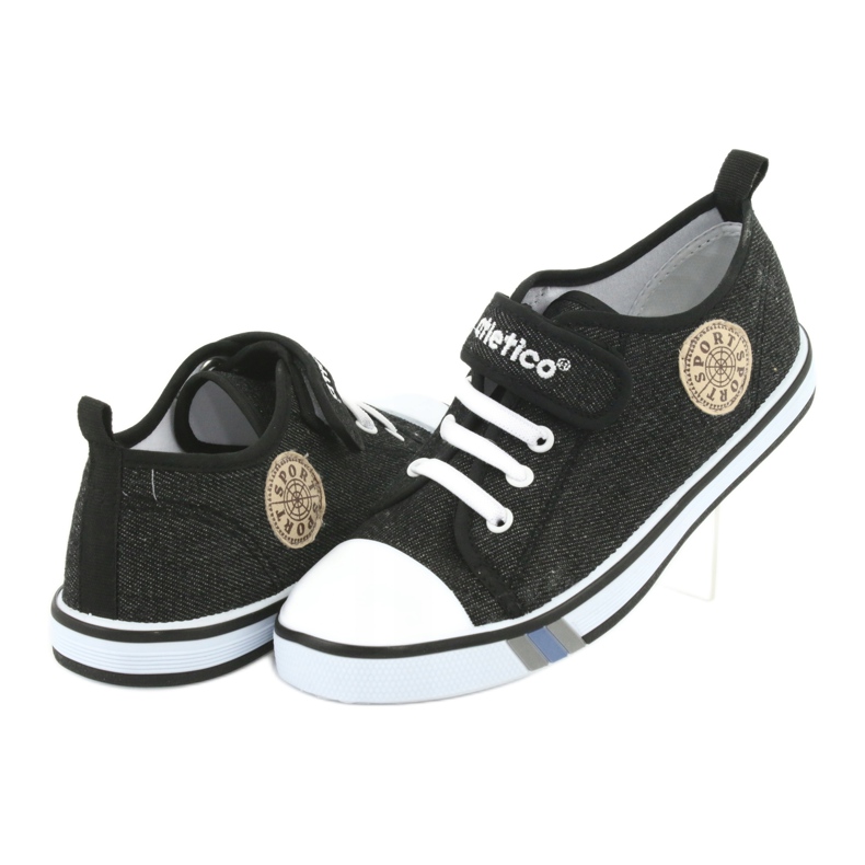 Deportivas con aplicación de piel Atletico BSM029 negro 4