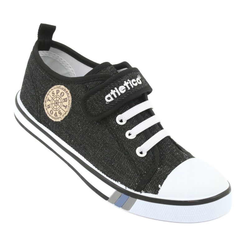 Deportivas con aplicación de piel Atletico BSM029 negro 1