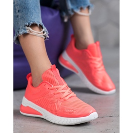 Ideal Shoes Zapatos atados con malla naranja 3