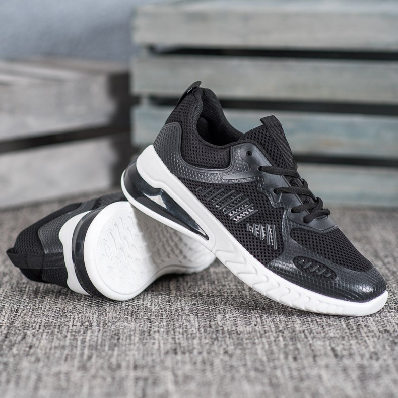 Ideal Shoes Zapatos atados con malla negro amarillo 2 Ideal Shoes Zapatos atados con malla negro amarillo 2