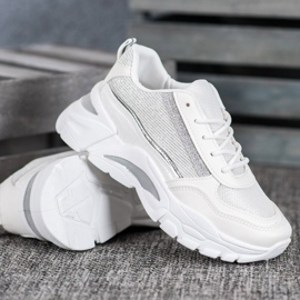 SHELOVET Zapatillas elegantes con purpurina blanco 3