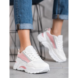 SHELOVET Zapatillas elegantes con purpurina blanco rosado 3