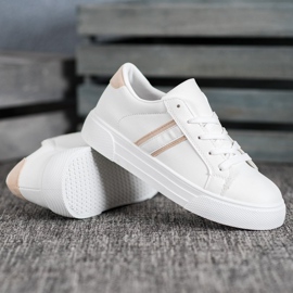 SHELOVET Calzado deportivo de cuero ecológico blanco 3