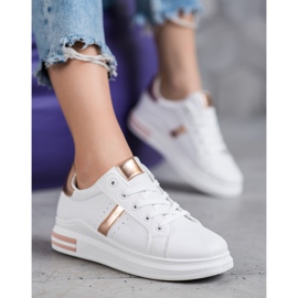 SHELOVET Calzado deportivo con inserciones doradas blanco 3