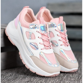 SHELOVET Zapatillas cómodas con malla blanco rosa multicolor 1