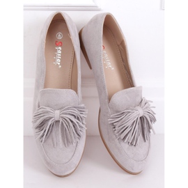 Gris Mocasines de mujer con flecos T357P Gris 4