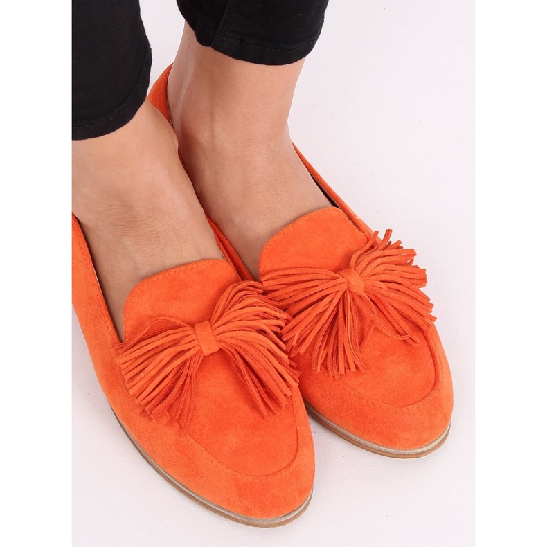 Mocasines de mujer naranja con flecos T357P Orange 2