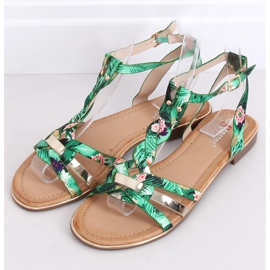Sandalias de mujer verde JH128P Flor Verde 1