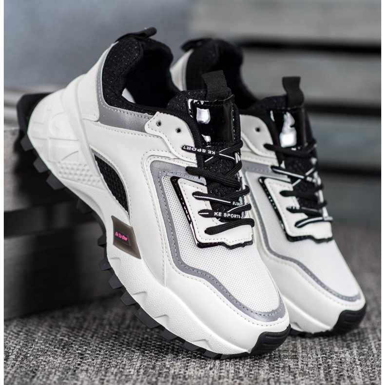 SHELOVET Zapatillas con suela negra blanco negro 2