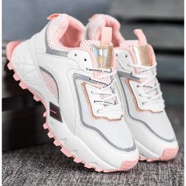 SHELOVET Zapatillas con suela rosa claro blanco rosado 3