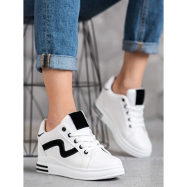 SHELOVET Calzado deportivo con cuña oculta blanco negro 3