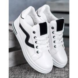 SHELOVET Calzado deportivo con cuña oculta blanco negro 4