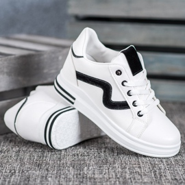 SHELOVET Calzado deportivo con cuña oculta blanco negro 1