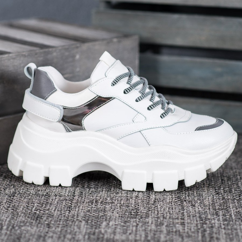 Weide Zapatillas blancas en la plataforma blanco 1