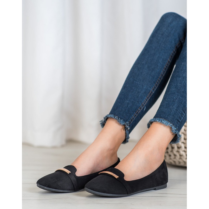 SHELOVET Bailarina Negra Con Adorno negro 2