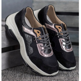 Goodin Cómodas zapatillas de cuero negro 1