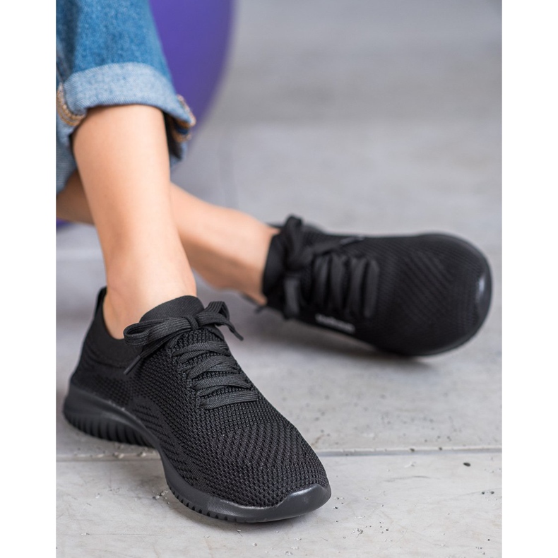 SHELOVET Zapatos textiles atados negro 2