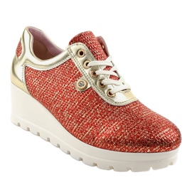 Zapatillas de deporte rojas con cuña de moda JFL663-3 rojo 1