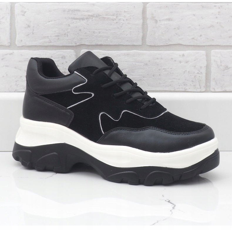 Deportivas negras de ecopiel E3260 negro 1 Deportivas negras de ecopiel E3260 negro 1